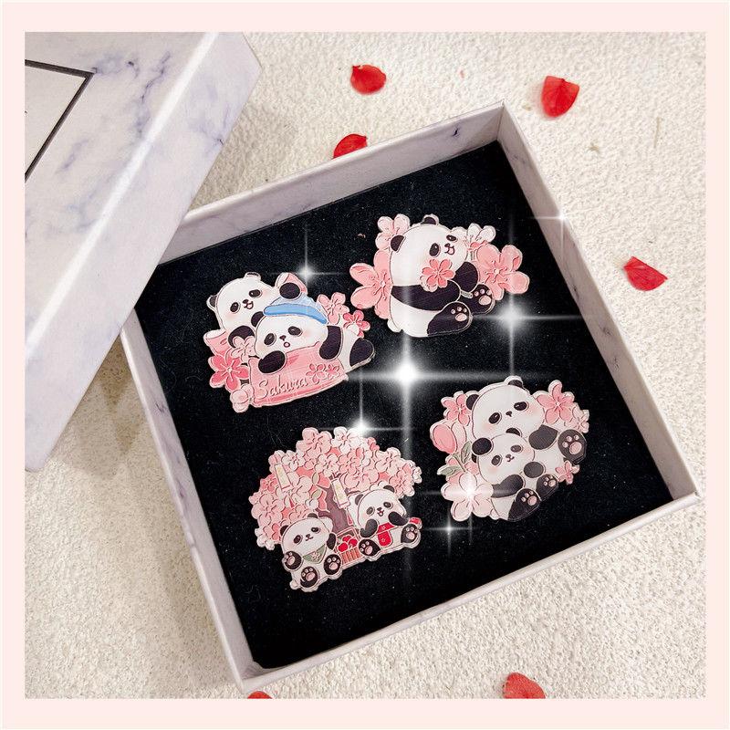 [In Stock][Top Rated]Guochao Panda Brooch - Pink Sakura Ancient Style Design, Cute Clothing Accessory, Gift for Friends/Kids, Premium Collectible Pin 6