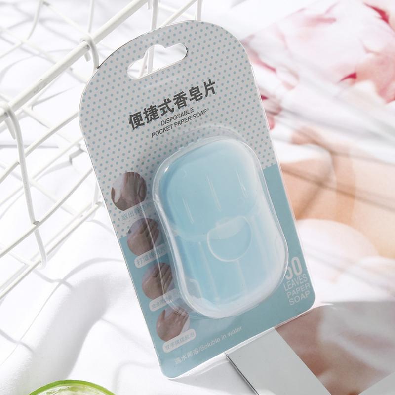 50pcs Disposable Portable Soap Tablets Mini Outdoor Hand Washing Tablets Box Soap Paper Travel Paper Soap 9