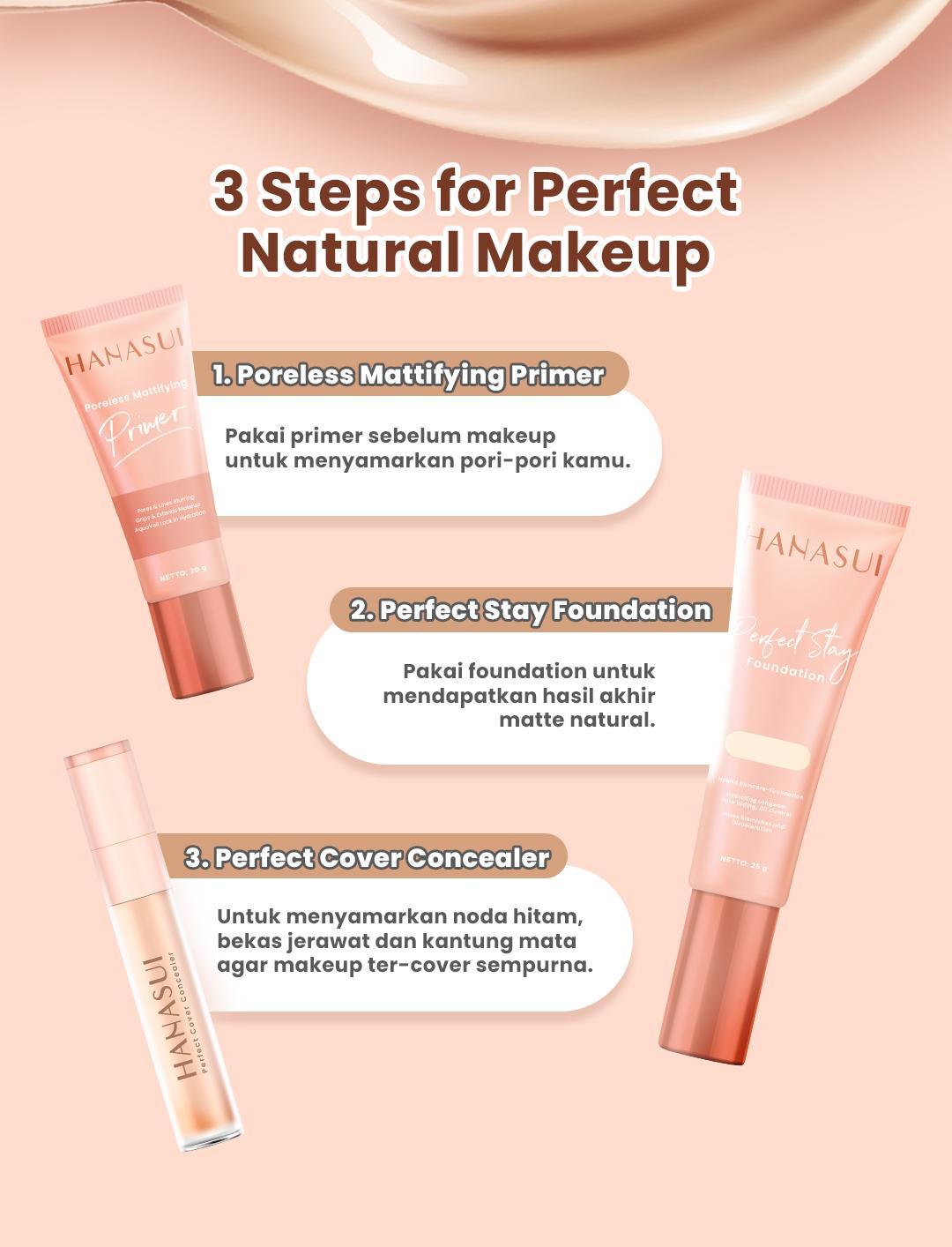 Hanasui Poreless Mattifying Primer - Menyamarkan Pori - Pori Garis Halus Kerutan Mengurangi Noda Hitam Base Make Up Tahan Lama