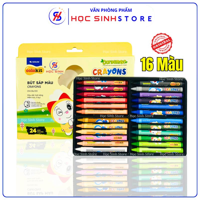  Hộp 24 Màu Bút Sáp Màu Thiên Long Doraemon CR-C06 DO Chất Màu Màu Mềm Mịn Bóng Đậm Và Đều Màu - Colokit 