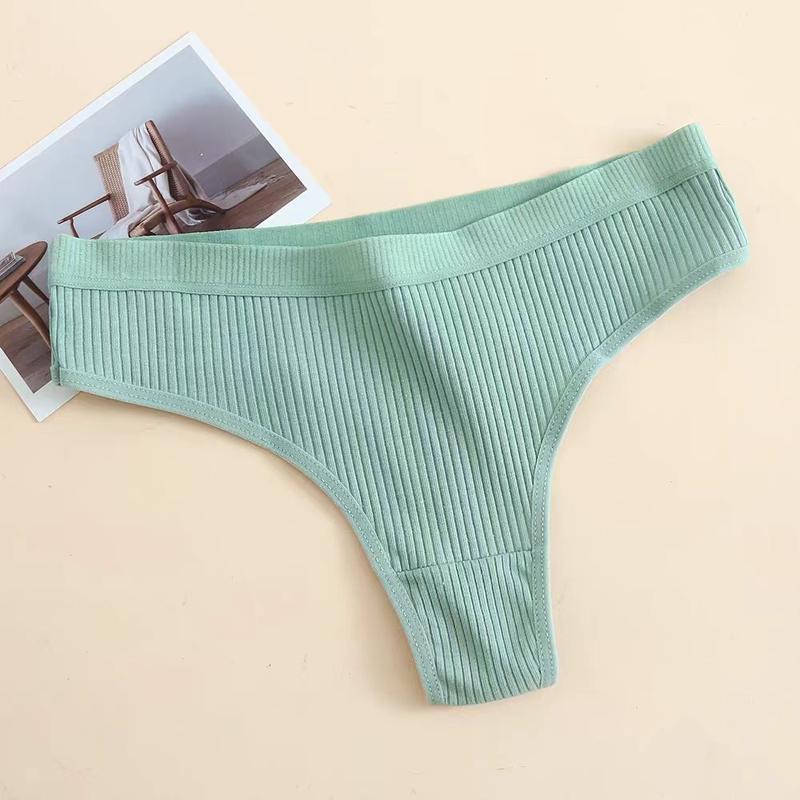 Women's 7 Pieces Solid Color Low Waist T-Back, Fitted Casual Brief Panties Suit, Women's Underwear, Women's  Underwear,, Cotton European and American Sexy Low Waist Women's  Breathable Underwear Simple Women's 2