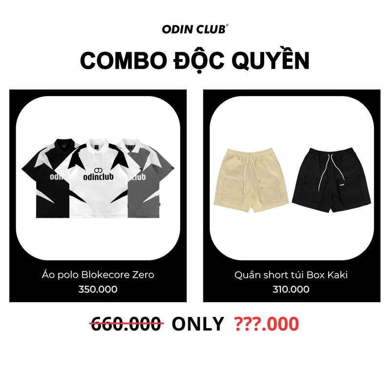 COMBO: Áo Polo oversize Blokecore Zero và Quần short túi Box Kaki ODIN CLUB