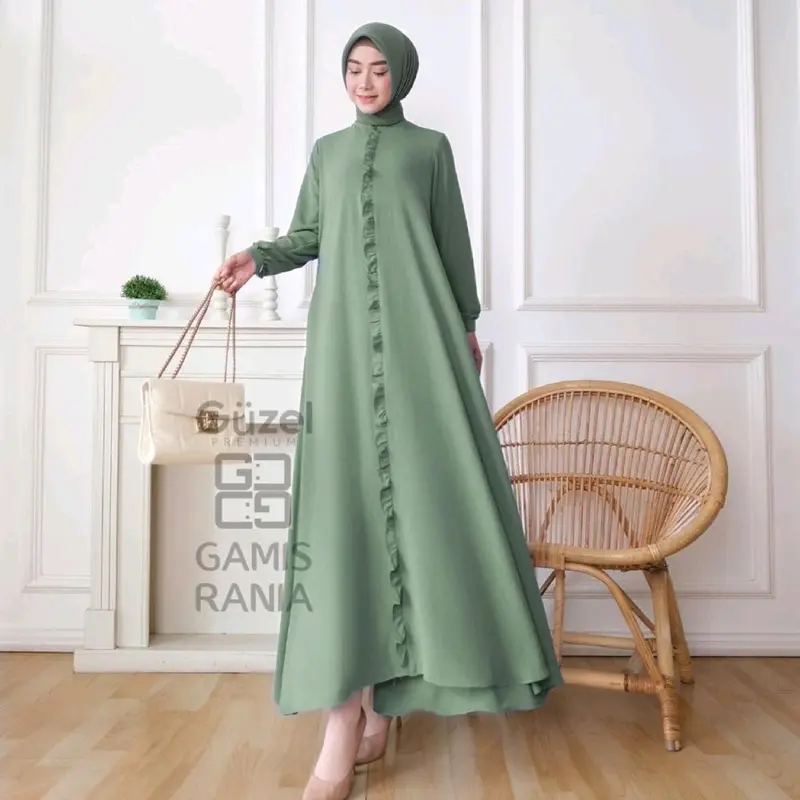 Gamis polos bahan katun cringle /gamis harian/gamis pesta/gamis hari raya 0