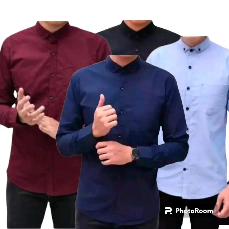 Kemeja Pria Polos Lengan Panjang (1 paket 4 pcs) 2