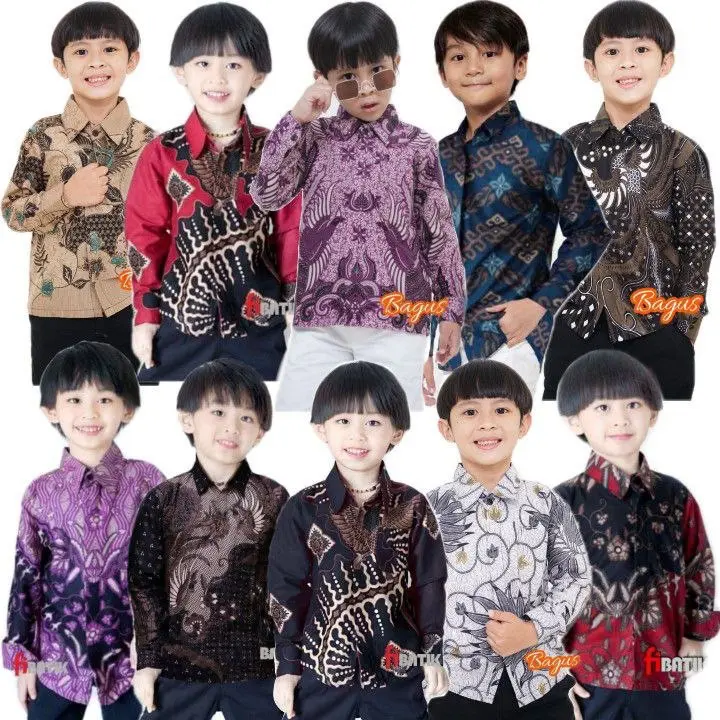 Kemeja Batik Anak Laki - Laki Lengan Panjang Hem Batik Anak Motif Terbaru Modern umur 2-13th