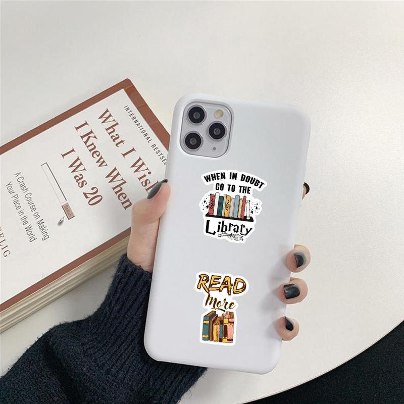 Bookish Themed Sticker, 50pcs/set Waterproof Self Adhesive Decor Paper, Decor Sticker for Gift Greeting Card Water Bottle Laptop Phone 6
