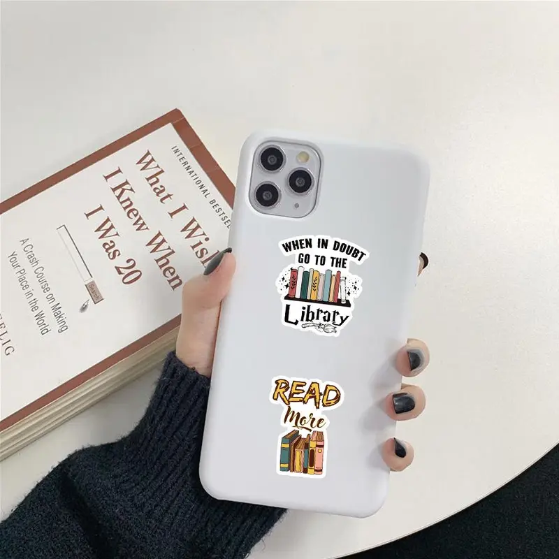 Bookish Themed Sticker, 50pcs/set Waterproof Self Adhesive Decor Paper, Decor Sticker for Gift Greeting Card Water Bottle Laptop Phone 6