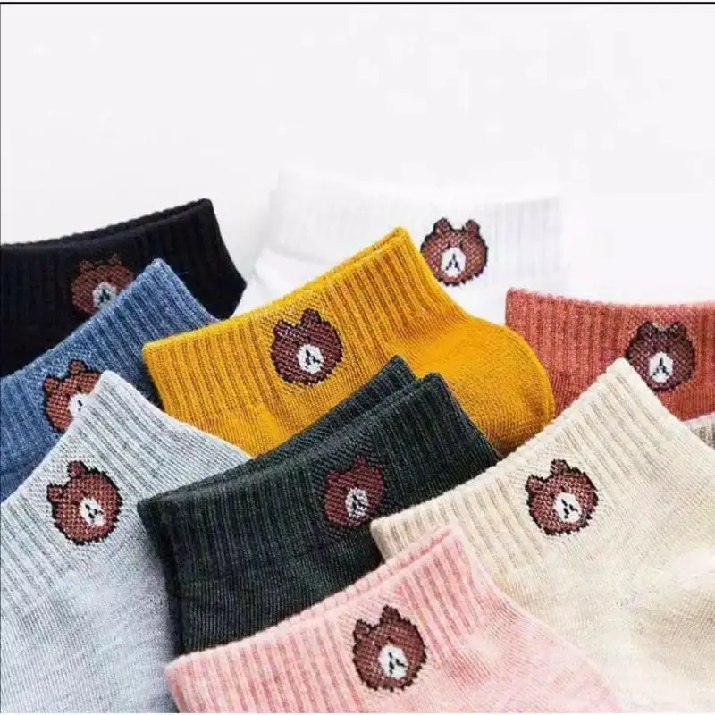 ( 6 & 12 PASANG ) KAOS KAKI PENDEK TEBAL MOTIF BERUANG