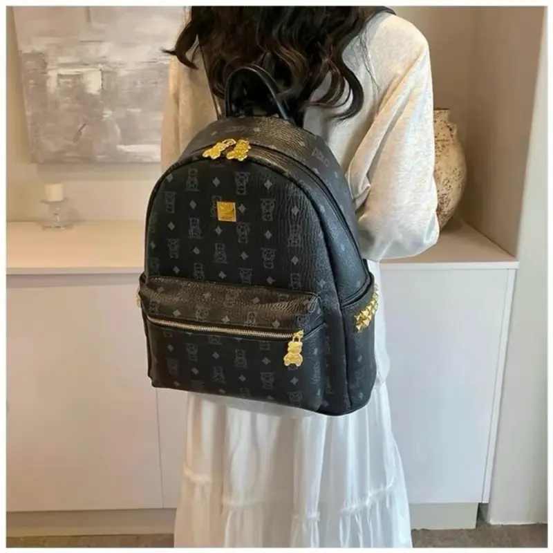 Balo gấu size40 chất liệu da tay khoá kéo bằng đồng xịn sò bản quai to 5cm quai bé 4cm đựng sách vở laptop ipad các loại 0