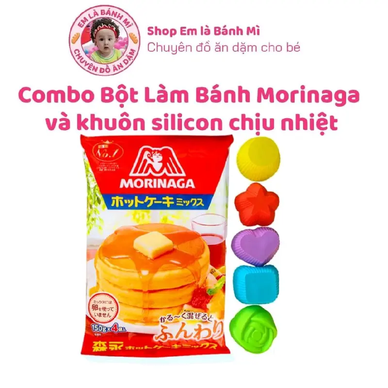 Combo Bột làm bánh MORINANGA cho bé từ 1 tuổi và Khuôn silicon chịu nhiệt độ cao 0