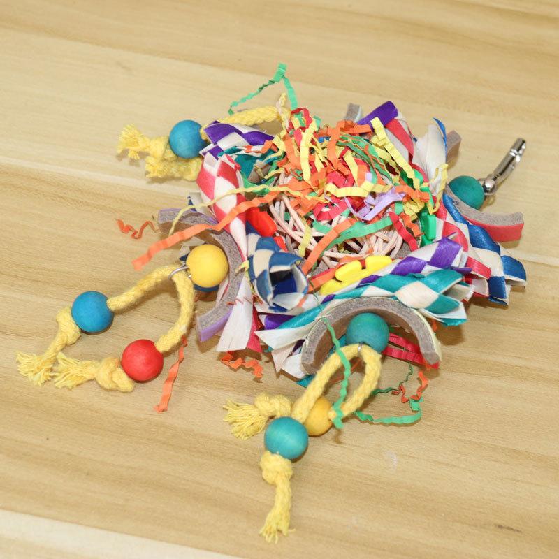 Parrot toy colored rattan ball paper tube bird cage decoration pendant bird toy 1