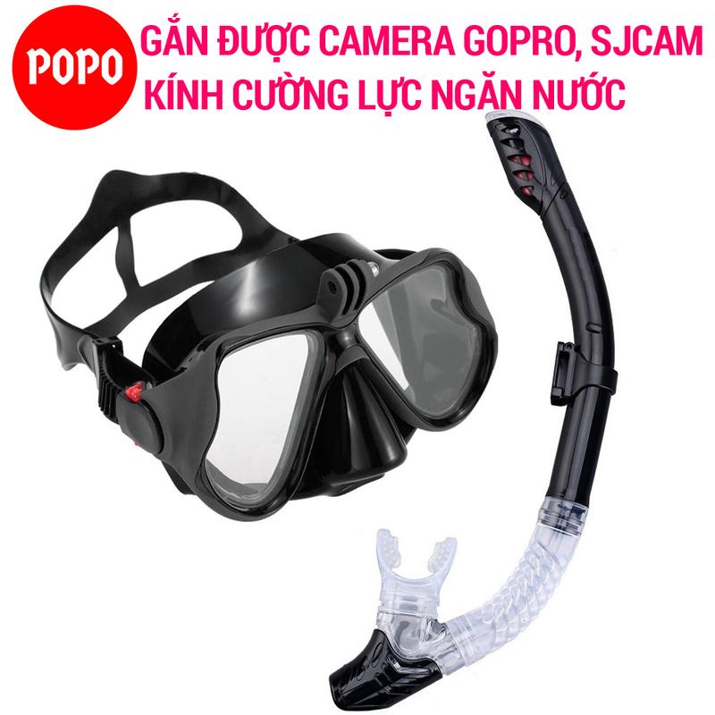 Bộ kính lặn ống thở GOPRO chính hãng POPO mặt nạ lặn biển gắn được Gopro SJCAM kèm ống thở lặn biển ngăn nước masker  selam