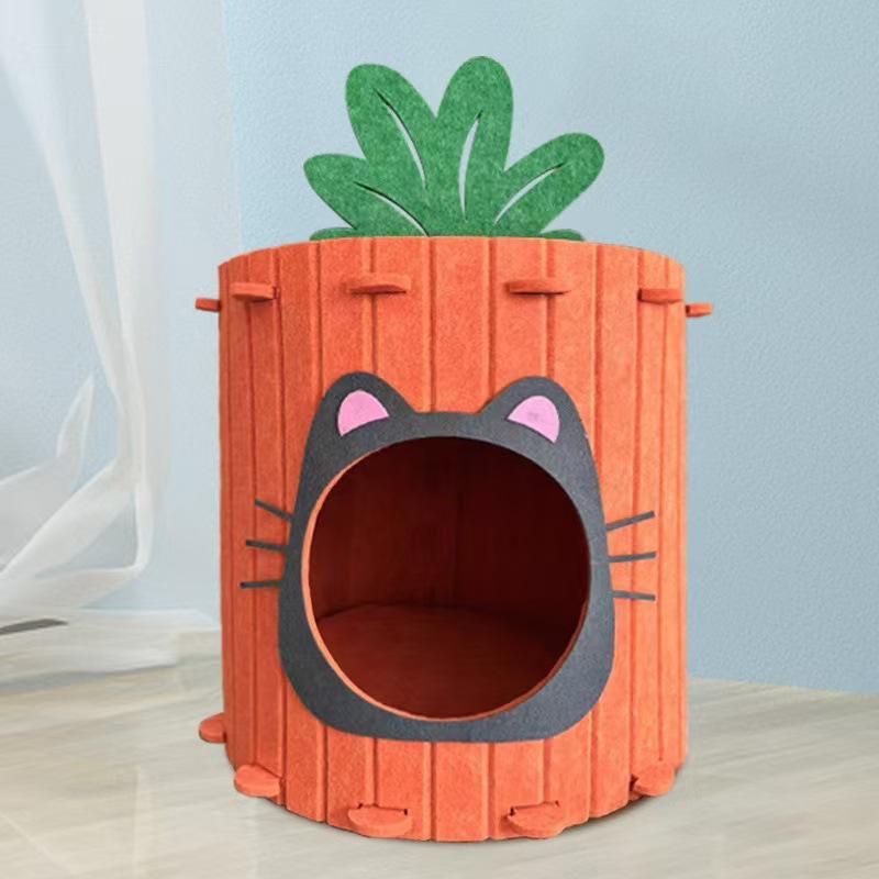 Product Introduction of Felt carrot cat nest semi-closed wear-resistant avoidance tunnel integrated four-season universal pet cats and dogs universal cats tag cattent 6