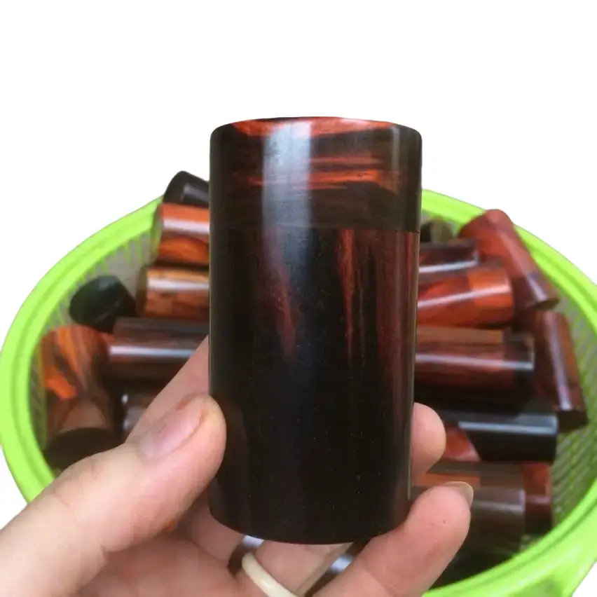 Hộp đựng tăm bằng gỗ Trắc đỏ đen hình dáng tròn trụ Bình Đựng Gia Vị