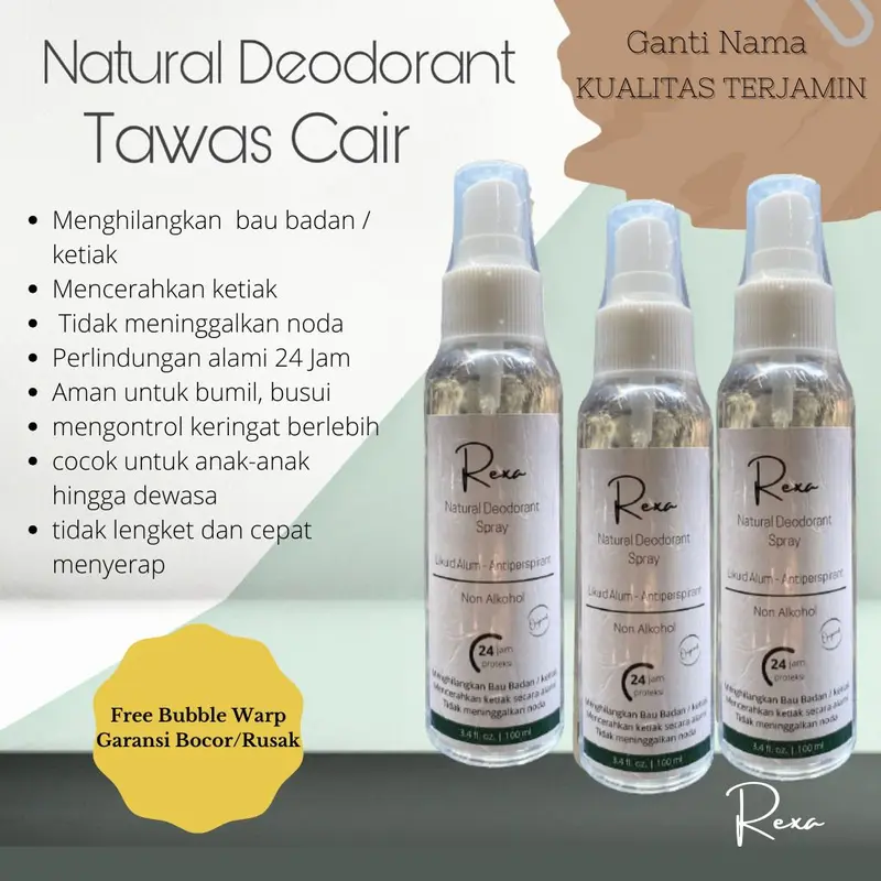 (1 pcs ) REXA Natural Deodorant REXA Tawas Cair 100ml menghilangkan bau badan/ ketiak 0