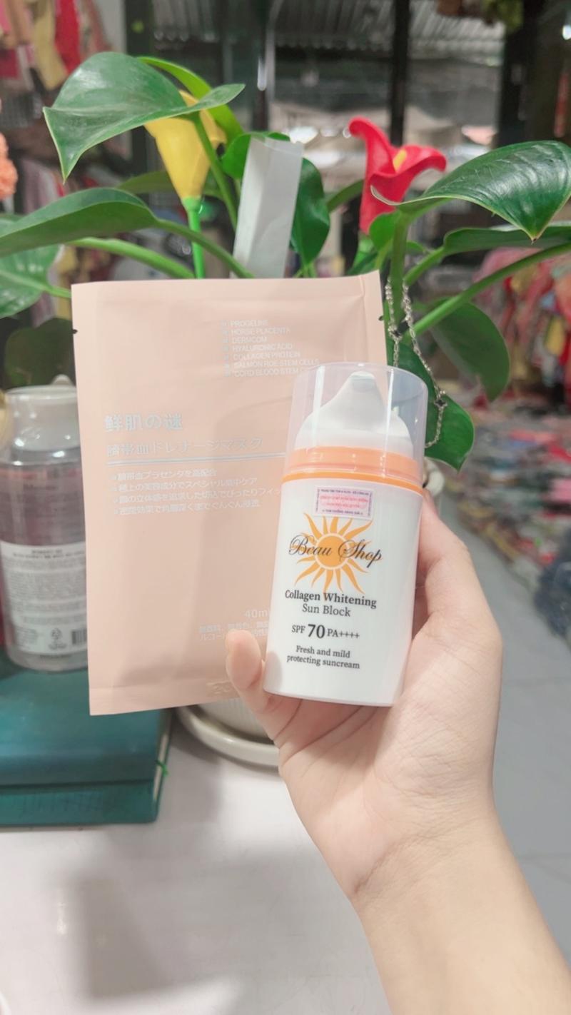 Product Introduction of Kem chống nắng BEAU SHOP colagen 70pa++++ ( TẶNG 1 MIẾNG MẶT NẠ ) 80g , chống nắng cho da mặt 3