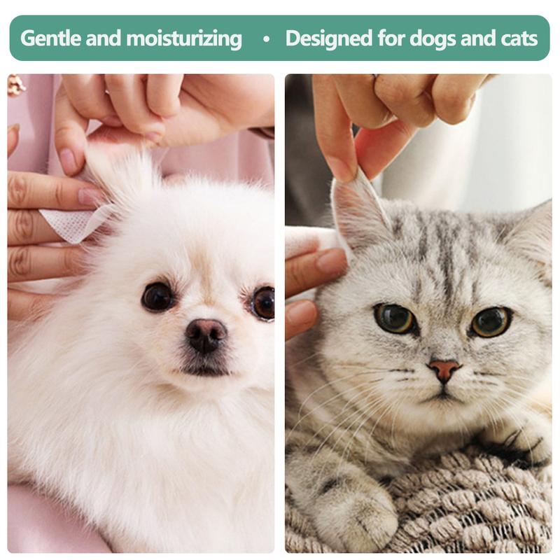 130 Pcs Pet Eye Wet Wipes Dog Cleaning Paper Cat Tear Stain Remover Soft Non-intivating Cleaning Towels Portable Grooming Supplies Pets Accessory #434749 2