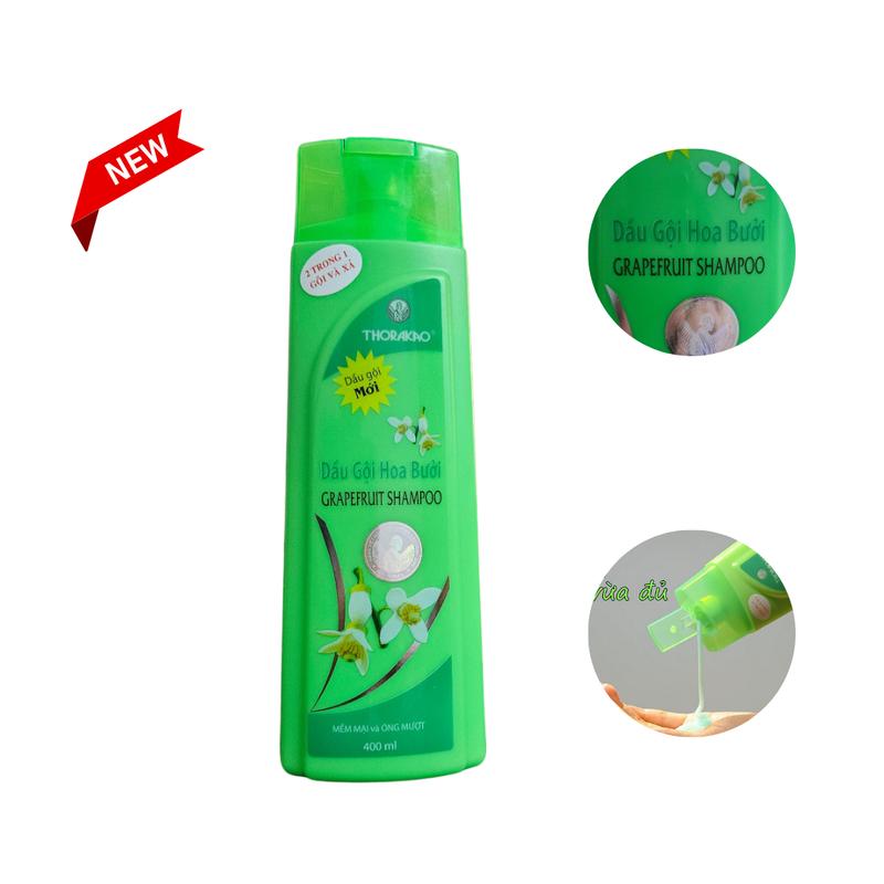 Dầu gội hoa bưởi Thorakao 400ml kết hợp xả và gội 2 trong 1 giúp giảm gãy rụng tóc