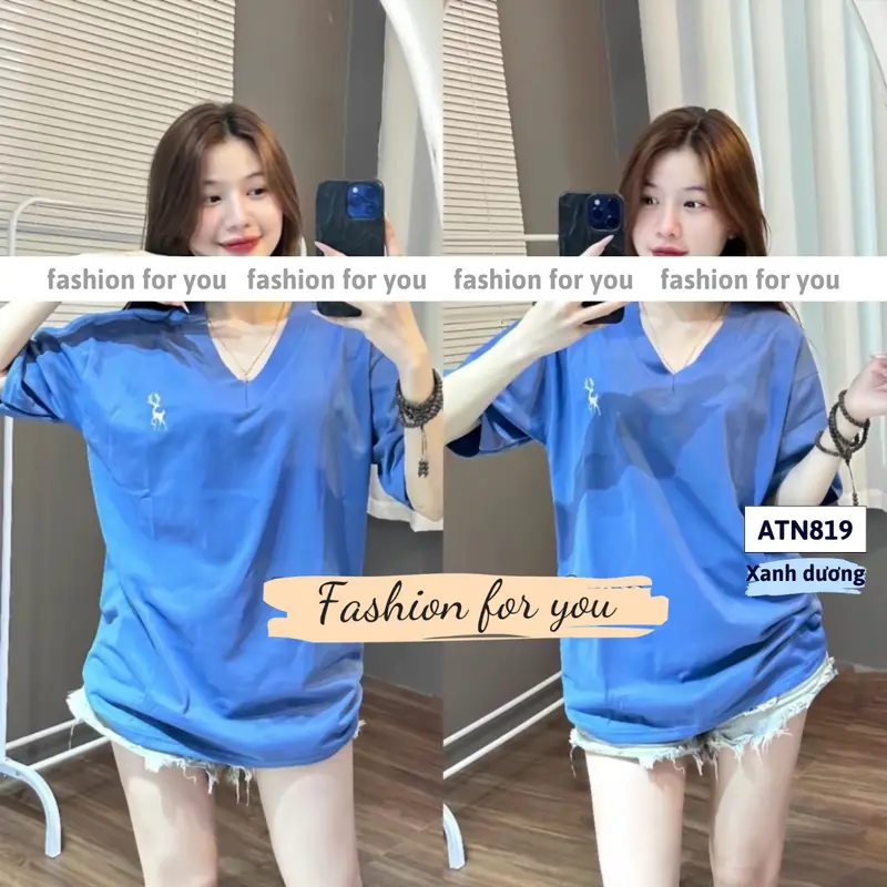 ATN819 Áo thun tay lỡ unisex cổ tim form rộng Archi 6