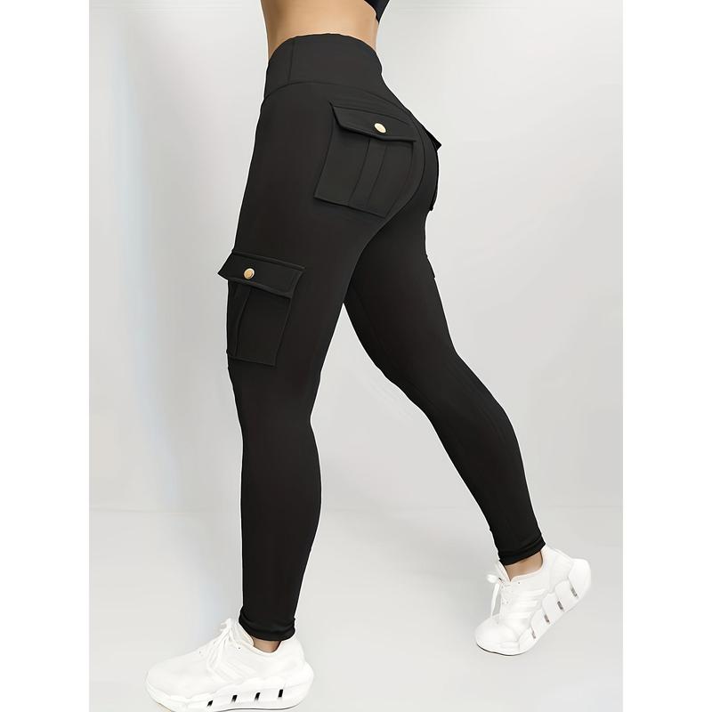 Womens Butt Lifting Leggings with Flap Pockets High Waist Tummy Control Workout Cargo Leggings Yoga Pants 2