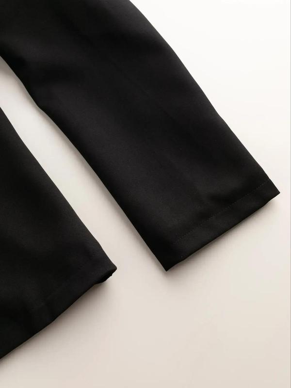 Women's Solid Button Front Blazer, Long Sleeve Lapel Neckline Blazer, Women's Clothing for Work Office Business 7
