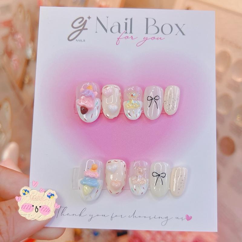 Nail cute màu pastel chamr gấu,kem ( ngẫu nhiên cùng loại)