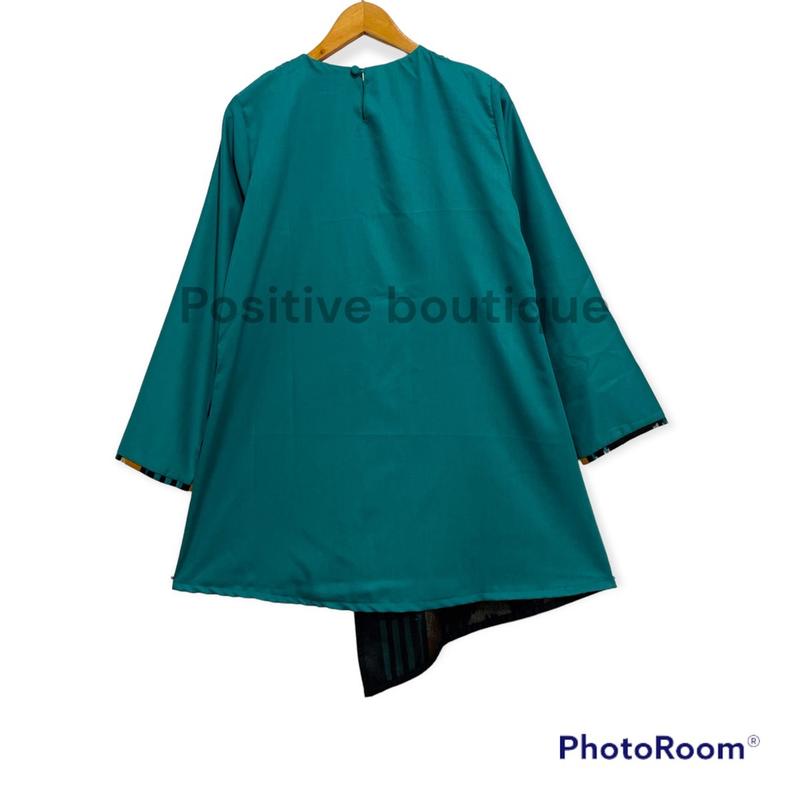 Blus couple kombinasi  tenun Bianca (B30) Batik Katun Toyobo Atasan Wanita Panjang Tangan 5