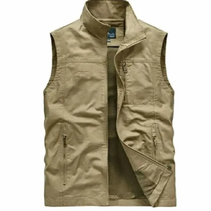 jaket rompi motor keren/rompi catton dril/rompi pria - cream, M 2