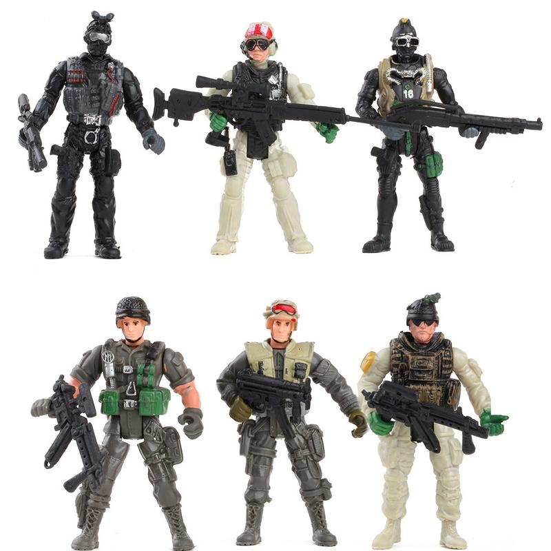 Product Introduction of Military Soldier Toy Model, 6 Police Soldiers Model, with Movable Joint, Play House Toys 4