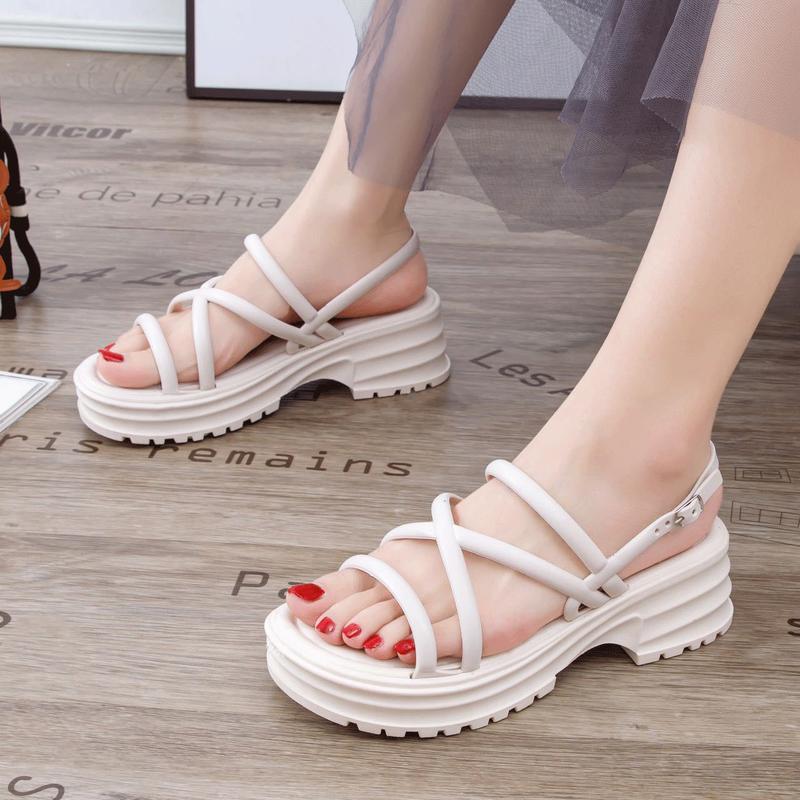  3TDEP - dép sandal nữ đế 5cm dép quai hậu dây đế su đúc chuẩn size di học dạo phố 