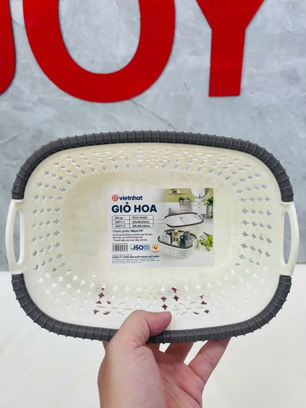 Rổ nhựa giả đan mây có quai cầm cỡ nhỏ Việt Nhật 2