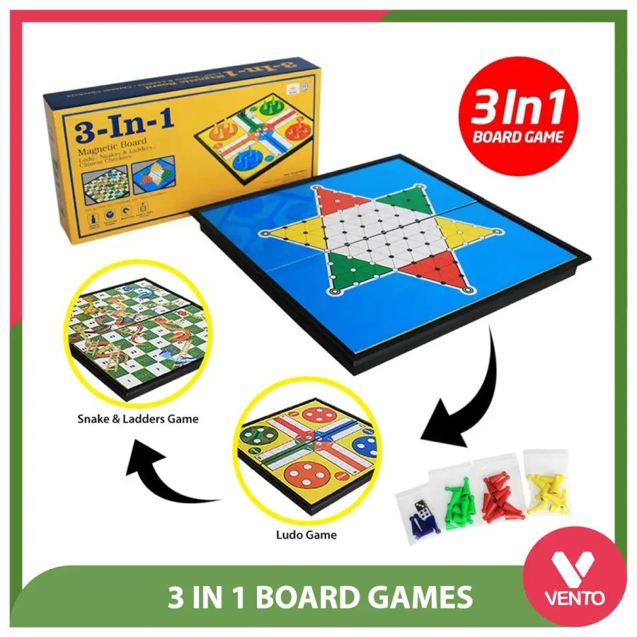 Magnetic Board 3in1 Ludo Halma Ular Tangga