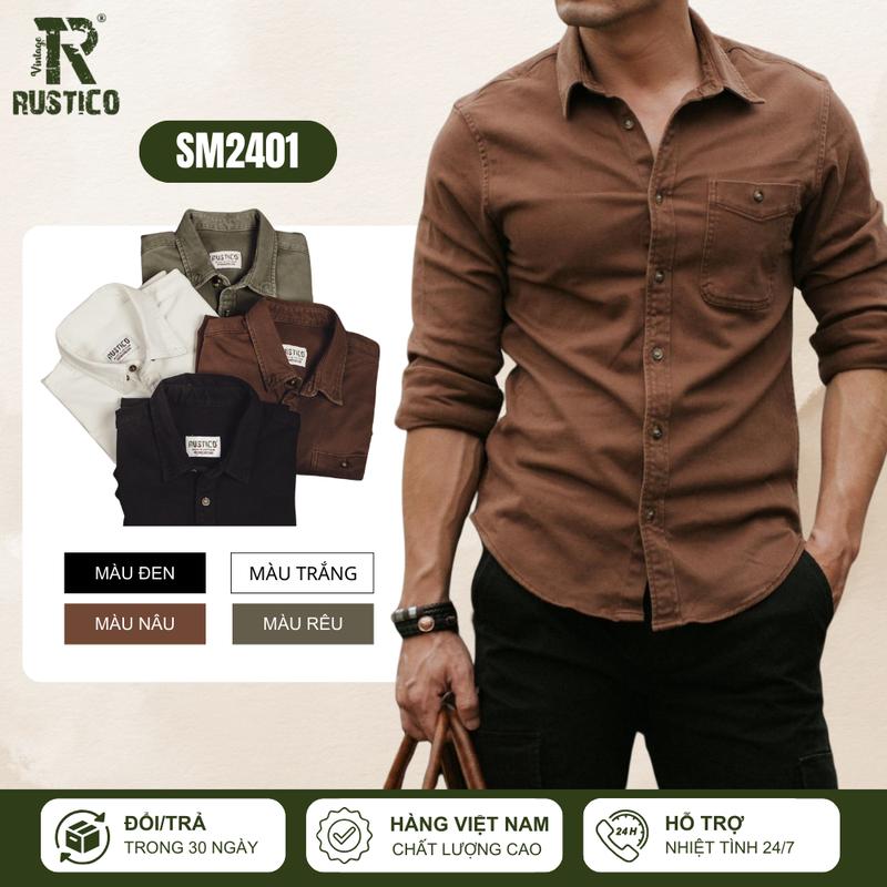 [LIVE] Áo Sơ Mi Nam The Rustico SM2401 - Dài Tay, Kaki Siêu Mịn, Thoáng Mát, Thấm Hút Menswear Shirt