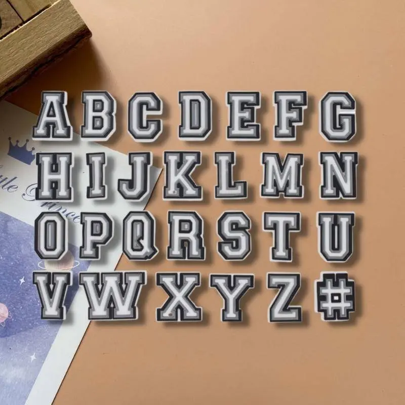 White Background Letter Croc Jibz Charm Button Fashion Shoes Accessories#Alphabetic Series