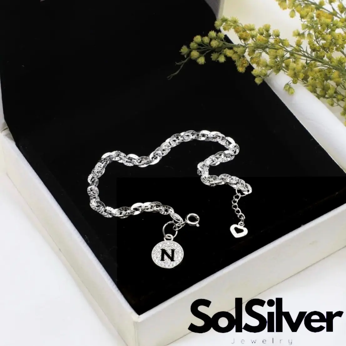 Lắc tay xoắn kép bạc ta mix chữ cái Sol Silver