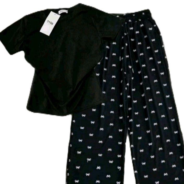 Tổng Hợp Sét Bộ Quần Nơ+Áo Phông CROPTOP trơn cộc tay chất Tăm lạnh siêu xinh 4