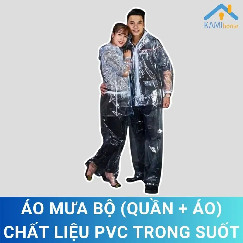 Áo đi mưa và chống gió trong suốt loại Bộ gồm: Quần + Áo đi xe máy hoặc đi bộ mã 79003 0