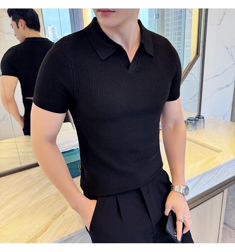 Product Introduction of Áo Polo, Mỏng Vừa Vặn, Phong Cách Thường Ngày, Không Nhăn, Thời Trang, Thiết Kế Đơn Giản, Màu Trơn ngắn Tay, Cổ Áo bẻ xuống, Làm Bằng Dệt Kim, Thích Hợp Cho Mùa Hè, Không Khí Tươi Mới, Phong Cách Nam 19