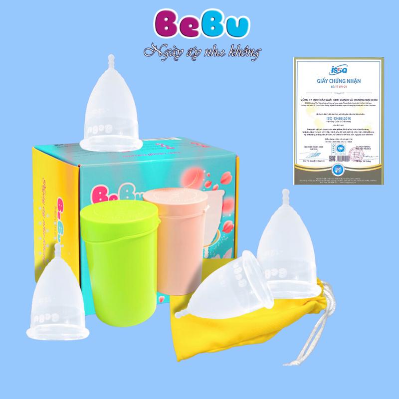 COMBO 2 Cốc Nguyệt San BeBu Chính Hãng,100% Silicol Y Tế siêu mềm Nữ