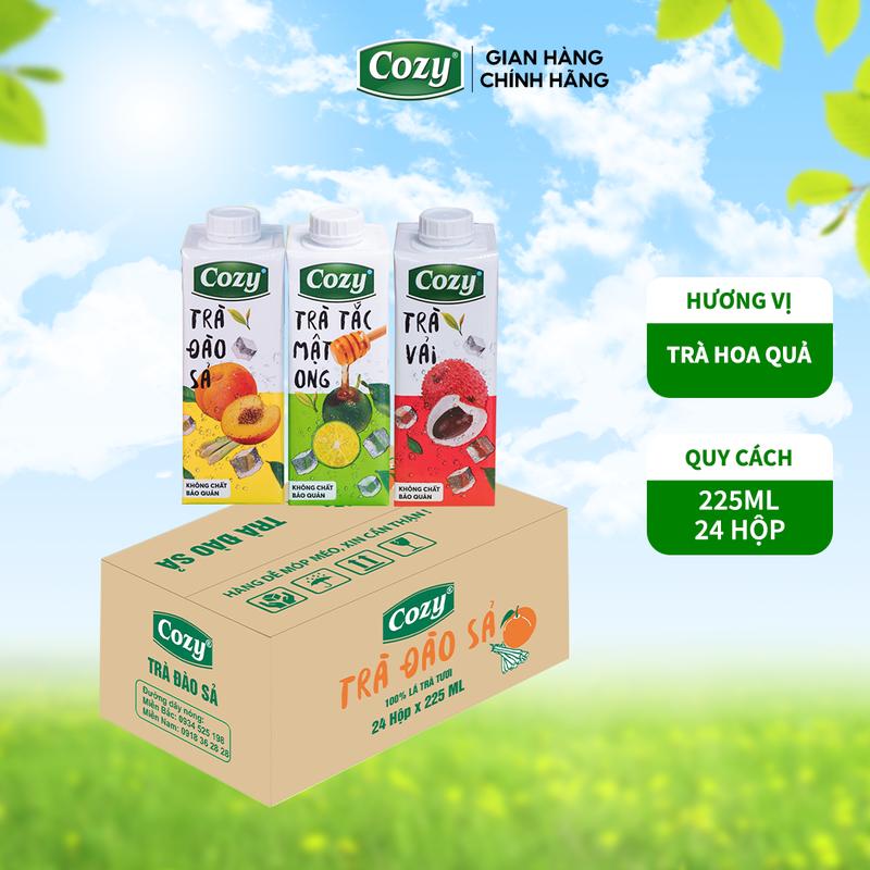 [THÙNG 24 HỘP] Trà Hoa Quả Cozy Tea 225ml - Hương Vị Tươi Mát Ngon Rõ Vị Nước Trà Chè