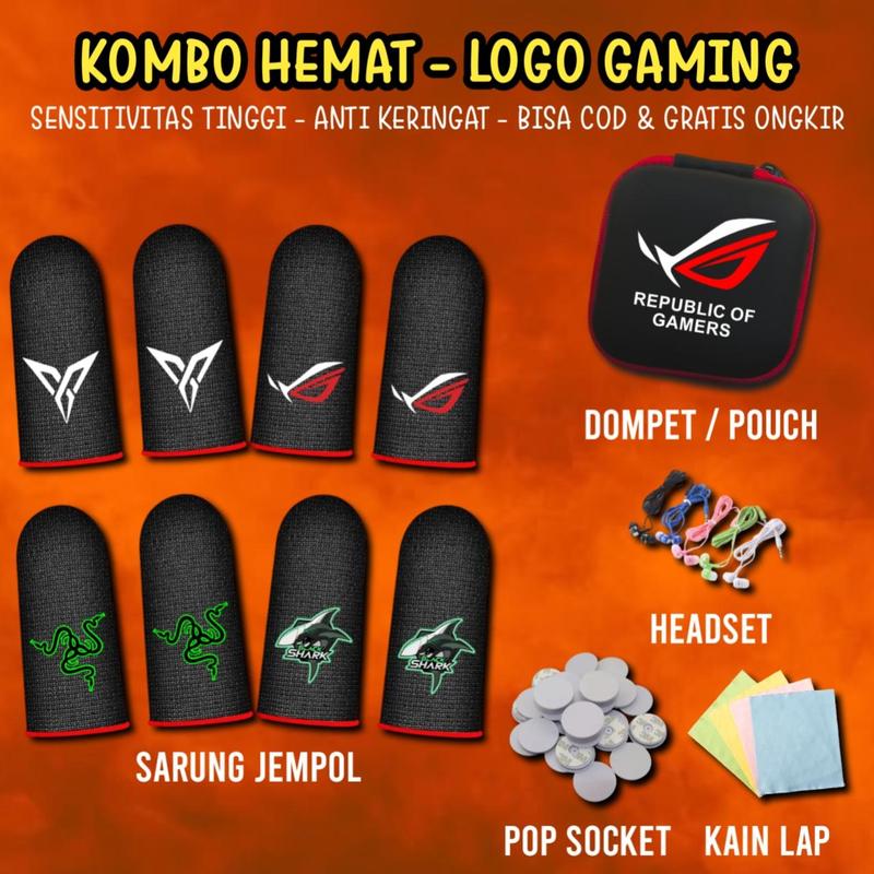 Product Introduction of LOGO GAMING - SARUNG JEMPOL TANGAN JARI GAMER ROG RAZZRE BLACKSHARK ANTI BASAH LICIN PADA LAYAR HP 0