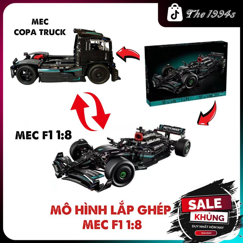 [T027 BẢN TĨNH] Mô hình lắp ghép 2IN1 xe đua F1 Mec tỷ lệ 1:8 màu đen-Bộ Lắp Ráp Tháo Lắp Đồ Chơi Toy
