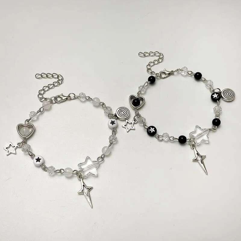 Product Introduction of Fashion Beads Bracelets Love Heart Star Handmade Y2K Charm Anime Beaded Kawaii Friendship Couple Bracelet Jewelry 5