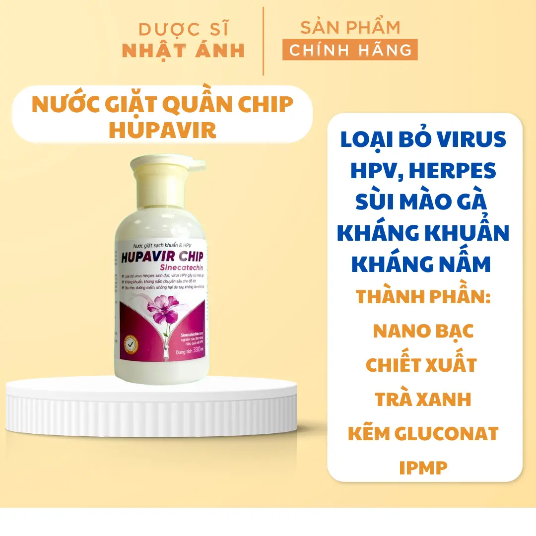 Nước giặt đồ lót Hupavir Chip - Hạn chế nấm khuẩn, HPV, Herpes