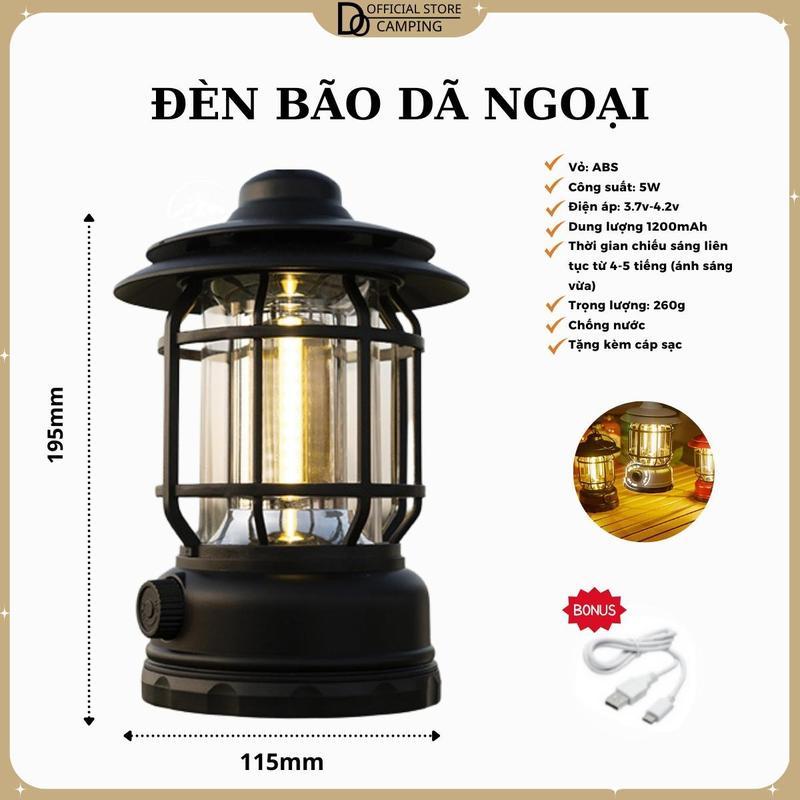 Đèn bão đèn chống bão ,đèn măng xông cắm trại tiện lợi ,phong cách cổ điển Đèn Tích Điện Camping Pin