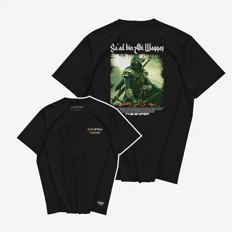 Kaos Sa'ad bin abi waqqas - Combed 24s - Sahabat Nabi - Unisex Sablon T-Shirt Distro Pria Panjang Standar Panjang Standar Lokal Baju Keren Tangan 0