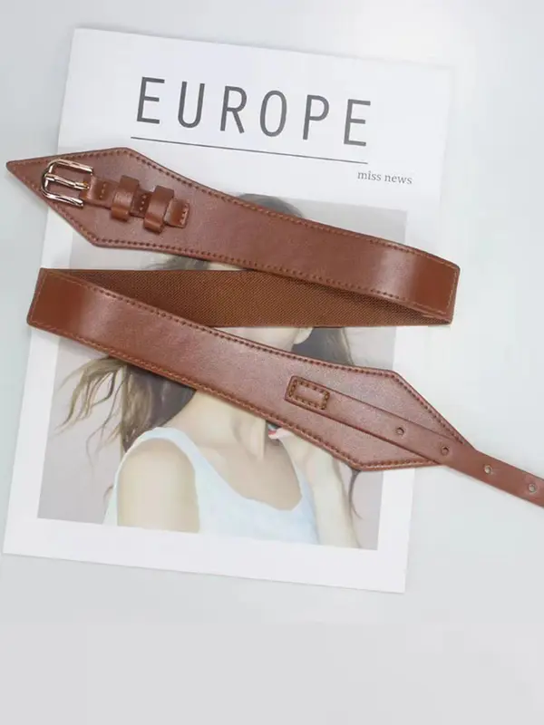 Women's Solid Color Pu Buckle Belt, 1 Count Fashionable Belt for Daily Wear, Casual Waistband for Jeans Trousers 4