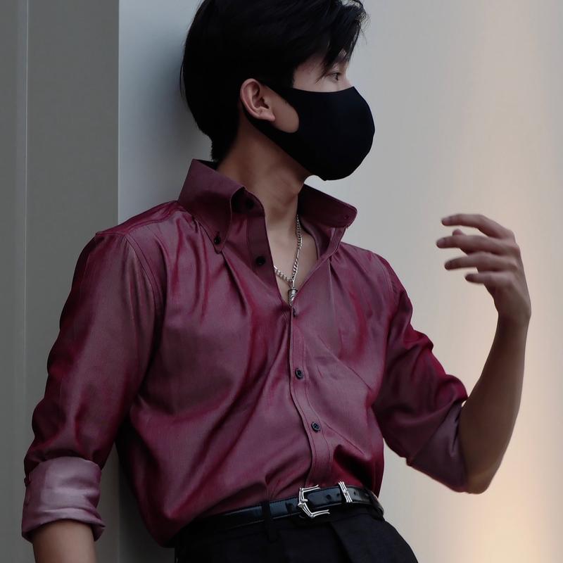 Áo sơ mi denim lụa cổ Button down Athena , ít nhăn , thấm hút tốt , siêu nhẹ , không bạc màu , không rút . Nam Menswear Shirt 7