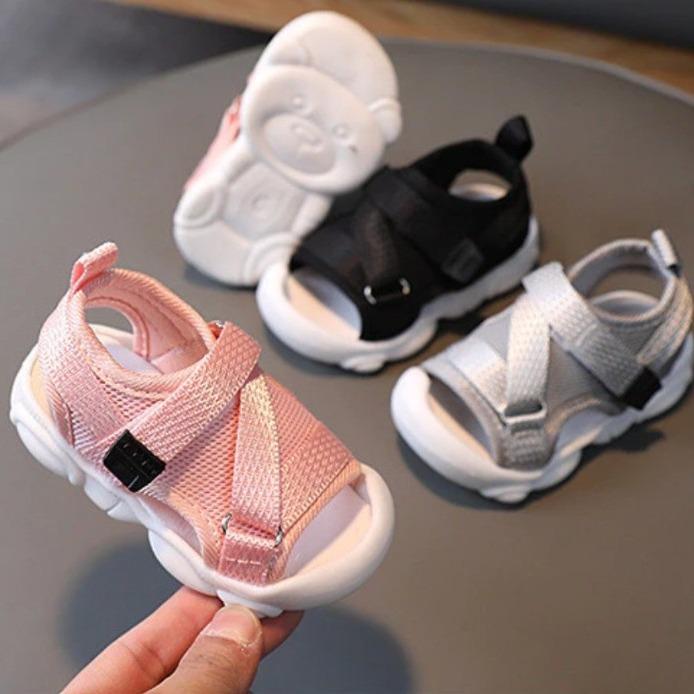 Sandal quai chéo cho bé trai bé gái Giày của bé 24h Kem Heo Dép Sandal Jean
