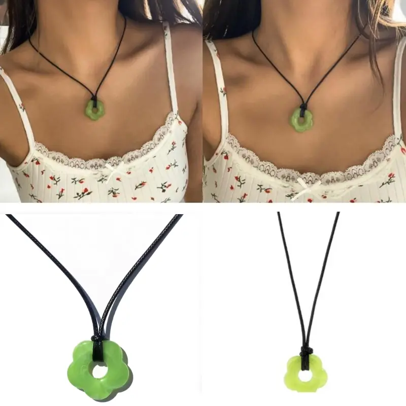 Ins - Vòng Cổ Mặt Dây Chuyền Mận Rỗng Đơn Giản, Phong Cách Hàn Quốc, Thời Trang, Tiểu Thuyết, Linh Hoạt Năng, Vòng Cổ Hoa Acrylic Cho Nữ 3